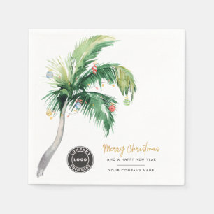 Palm Tree Business Logo Christmas Office Party Napkin