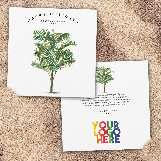 Palm Tree Business Logo Holiday Christmas Card (Palm Tree Holiday Business Logo Christmas Card)