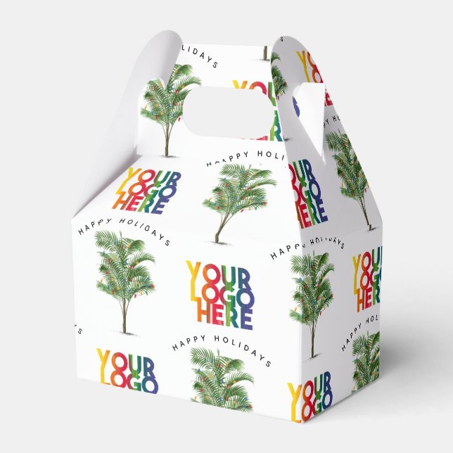 Palm Tree Business Logo Holiday Christmas Card Favour Box (Front Side)