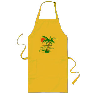 Palm Tree by the River   Tropical Sunset Art Long Apron