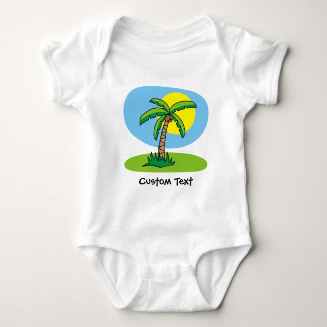 Palm Tree Cartoon Baby Bodysuit (Front)