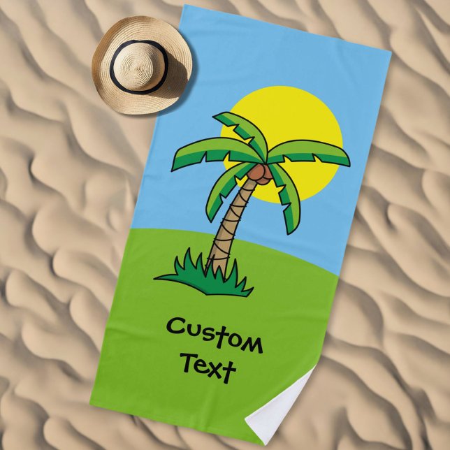 Palm Tree Cartoon Beach Towel (Creator Uploaded)