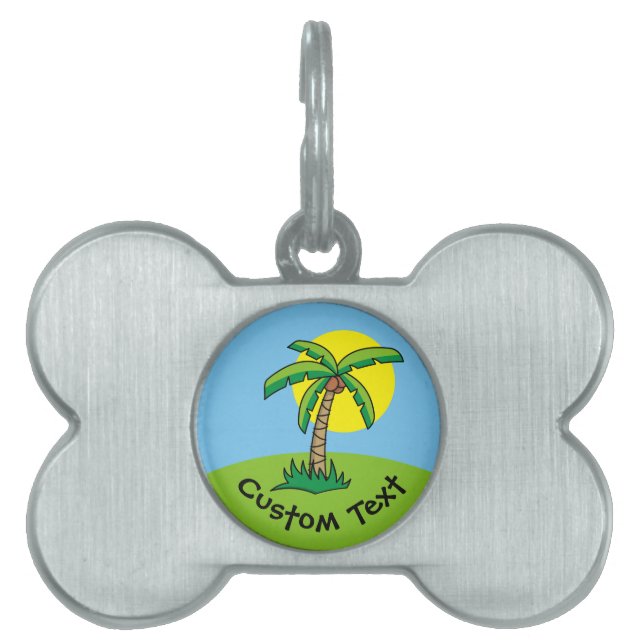 Palm Tree Cartoon Pet Name Tag (Front)