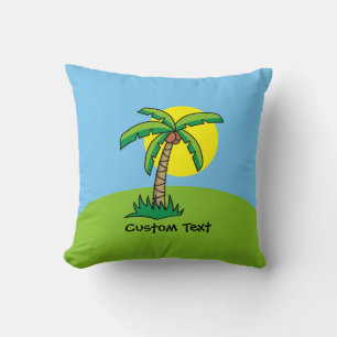 Palm Tree Cartoon Throw Pillow