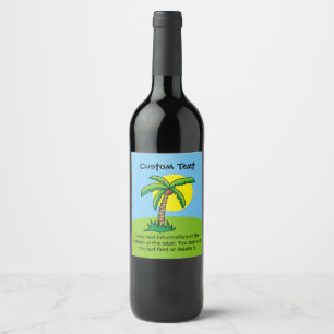 Palm Tree Cartoon Wine Label