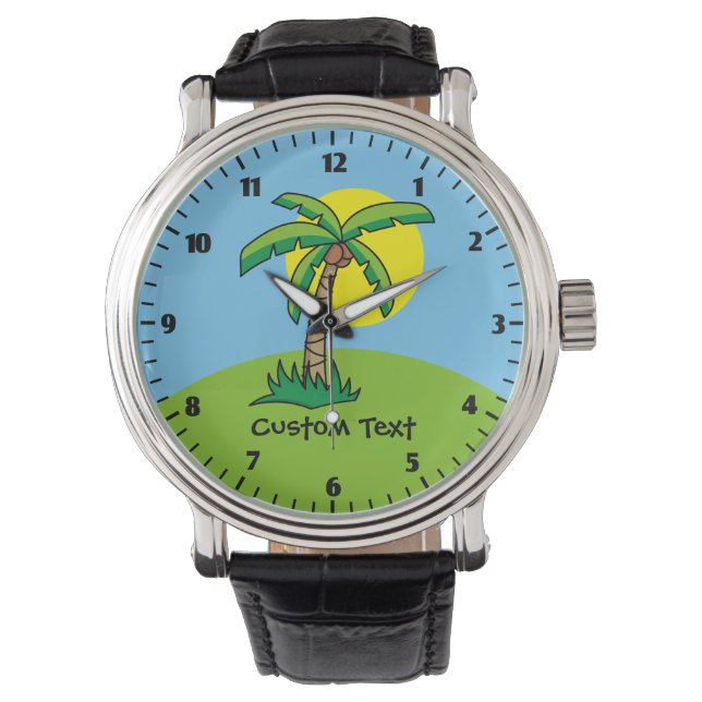 Palm Tree Cartoon Wrist Watch (Front)