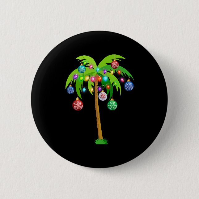 Palm Tree Christmas Lights Funny Beach Summer 6 Cm Round Badge (Front)