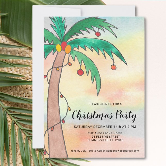 Palm Tree Christmas Party  Invitation (Creator Uploaded)