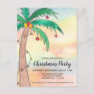 Palm Tree Christmas Party Invitation Postcard