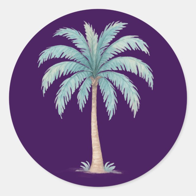 Palm Tree Classic Round Sticker (Front)