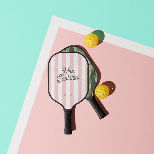 Palm Tree Country Club Bride Monogram Mrs. Pickleball Paddle