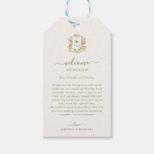 Palm Tree Crest Monogram Tropical Wedding Welcome Gift Tags