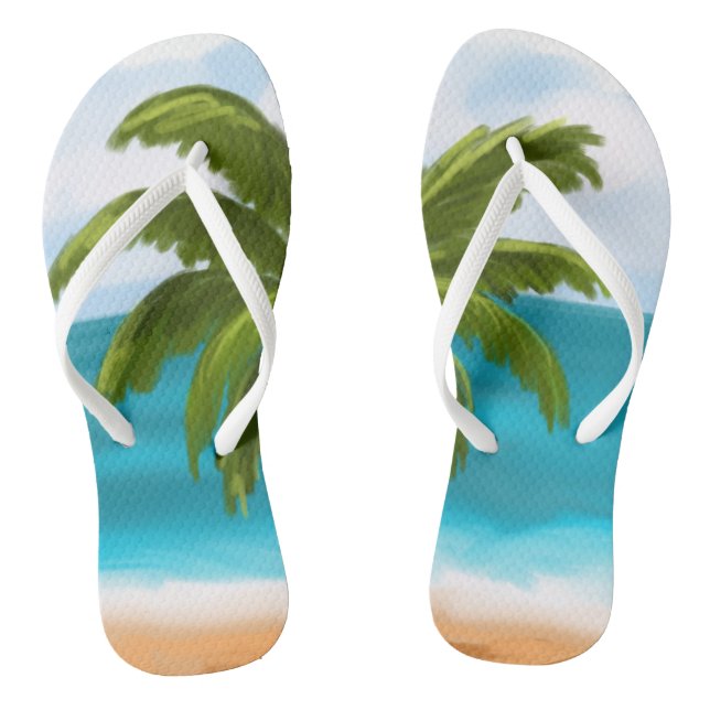 Palm Tree Custom Flip-Flops- make changes yourself Thongs (Footbed)