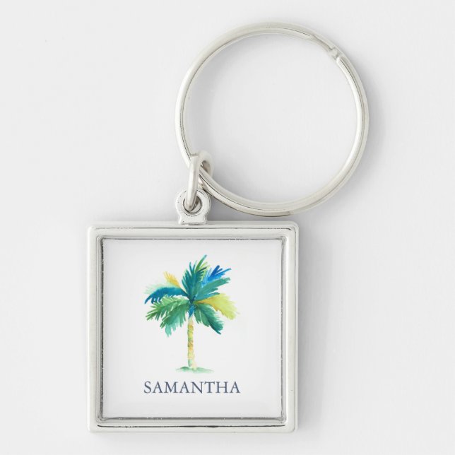 Palm Tree Customisable Keychains Personalised (Front)