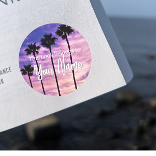 Palm Tree Customizable Book Sticker