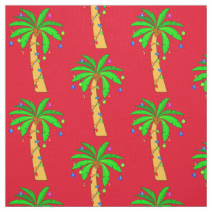 Palm Tree Decorated for Christmas Fabric