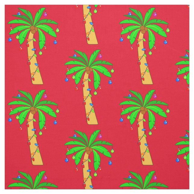 Palm Tree Decorated for Christmas Fabric (Swatch)