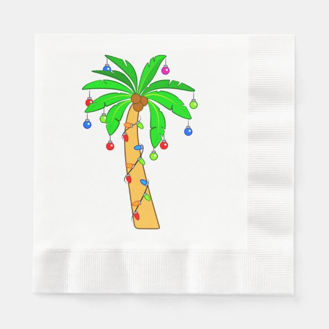 Palm Tree Decorated for Christmas Napkin (Front)