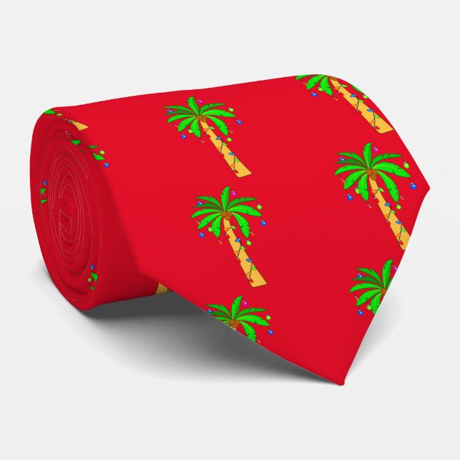 Palm Tree Decorated for Christmas Tie (Rolled)