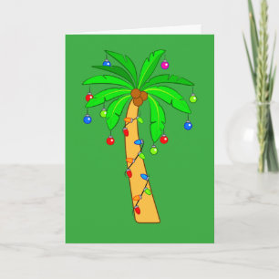 Palm Tree Decorated for the Holidays Holiday Card
