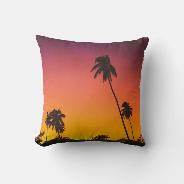 Palm Tree Desert Sunset , Amazing Mountain Landsca Cushion (Front)
