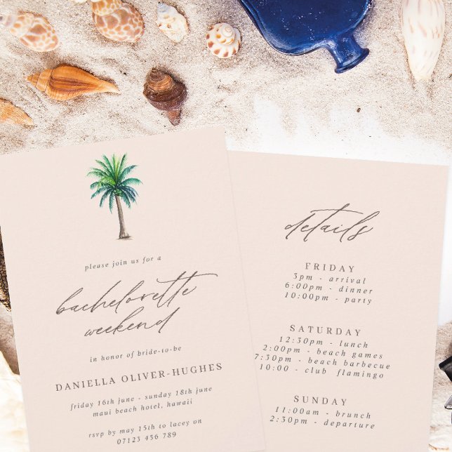 Palm Tree Destination Bachelorette Weekend Invitation (Creator Uploaded)