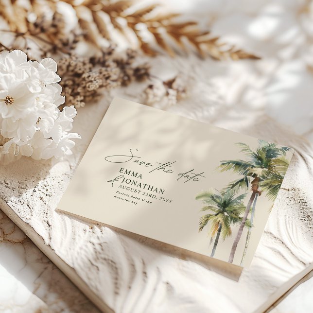 Palm Tree Destination Elegant Coastal Wedding Save The Date (Creator Uploaded)