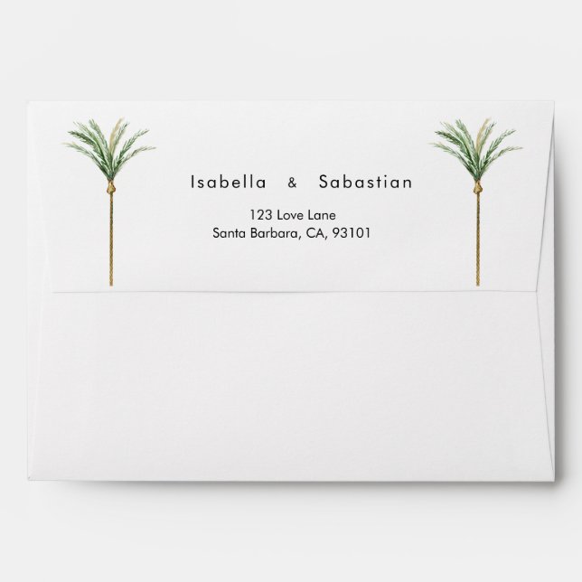 Palm Tree Destination Wedding Envelope (Back (Top Flap))