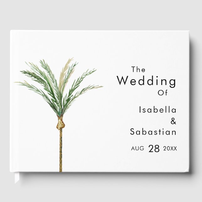 Palm Tree Destination Wedding Guest Book (Front)