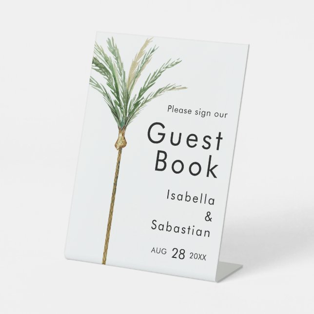 Palm Tree Destination Wedding Guest Book Sign (Front)