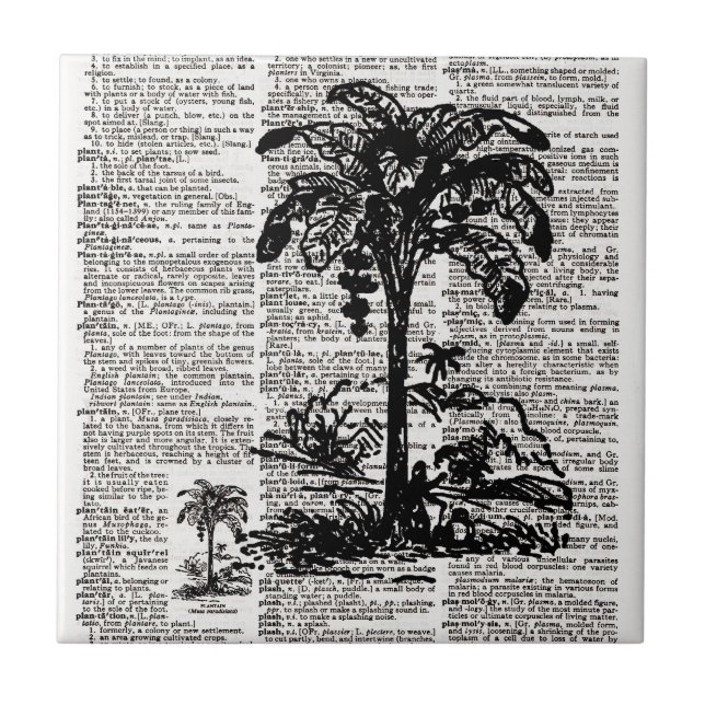 Palm Tree Dictionary Art Ceramic Tile (Front)