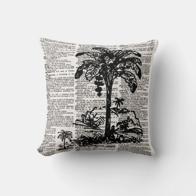 Palm Tree Dictionary Art Cushion (Front)
