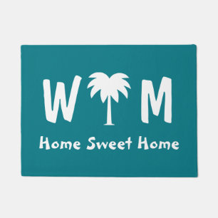Palm tree door mat for tropical beach home