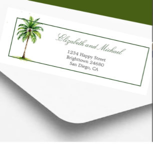 Palm Tree Elegant Modern Chic  Return Address Label