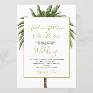 Palm Tree Elegant Modern Tropical Stylish  Wedding Invitation