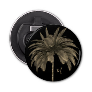Palm Tree Elegant Retro Chic Black Bottle Opener