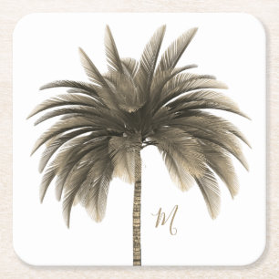 Palm Tree Elegant Retro Chic Square Paper Coaster