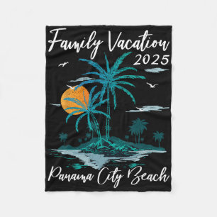 Palm Tree Family Vacation 2025 Florida Panama City Fleece Blanket