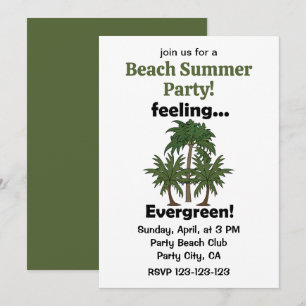 Palm Tree Feeling Evergreen Beach Summer Party Invitation