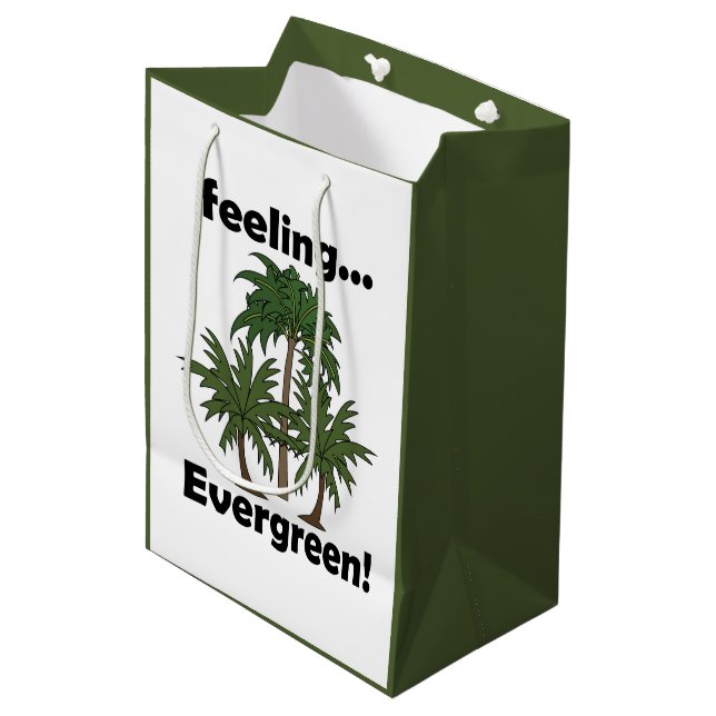Palm Tree Feeling Evergreen Tropical Birthday Medium Gift Bag (Front Angled)