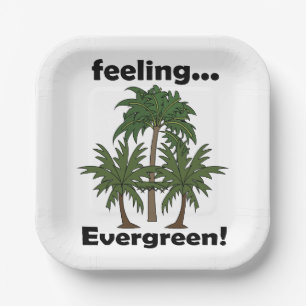Palm Tree Feeling Evergreen Tropical Party Paper Plate