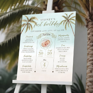 Palm Tree First Year Birthday Baby Milestone Poster