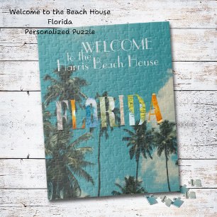 Palm Tree Florida Beach House Jigsaw Puzzle