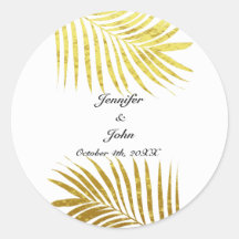 Palm Tree Foliage Gold Foil Leaves Wedding White