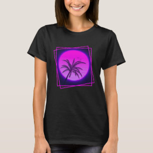 Palm Tree Frame Synthwave Vaporwave 80s Nostalgia T-Shirt