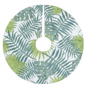 Palm Tree Fronds Painting Hawaiian Brushed Polyester Tree Skirt