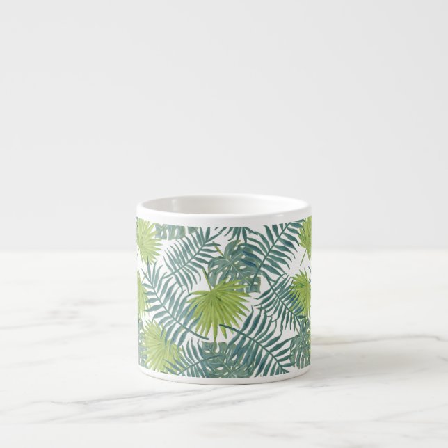 Palm Tree Fronds Painting Hawaiian Espresso Cup (Front)
