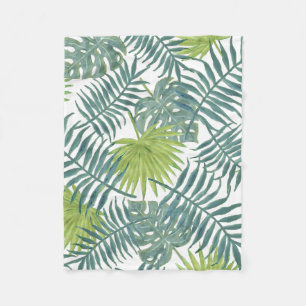 Palm Tree Fronds Painting Hawaiian Fleece Blanket
