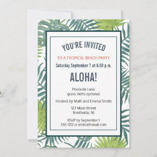 Palm Tree Fronds Painting Hawaiian Invitation
