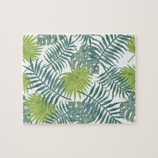 Palm Tree Fronds Painting Hawaiian Jigsaw Puzzle (Horizontal)